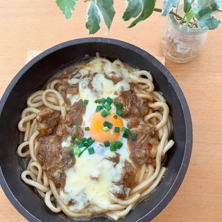 リメイク＊ズボラ　フライパンで鍋焼きカレーうどん